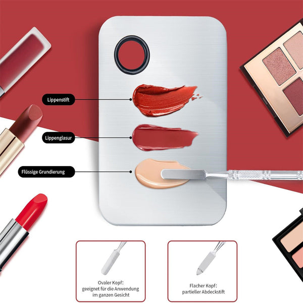 2pcs Stainless Steel Mixing Palette with Spatula Professional Cosmetic Makeup AU