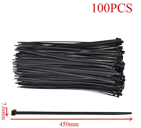 Cable Ties Zip Ties Nylon Stabilised 100Pcs Bulk Black Cable Tie 7.6X450MM AUS