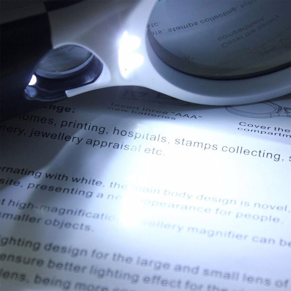 2x Handheld Magnifying Glass With 3LED Light 45X High Powe Illuminated Magnifier