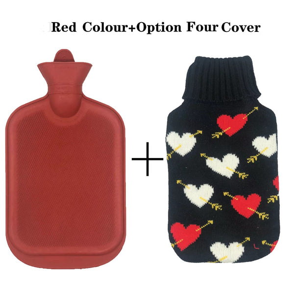 2L Hot Water Bottle Winter Warm Natural Rubber Bag Relaxing Warmer and COVER
