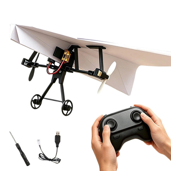 RC paper airplane power unit with charging cable, screwdriver and remote control - Lets Party