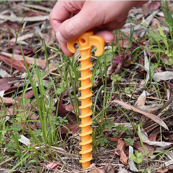 10PCS Screw Tent Pegs Ground Stakes Spiral Nails Plastic Tarp Outdoor Camping AU