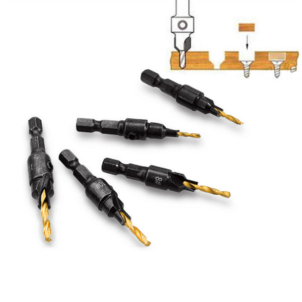 4/5PCS Screw Countersink Bit Set Pilot Holre Drill Metal Plastic Wood Hex Shank