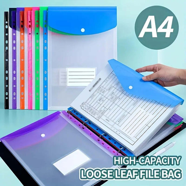 24PCS A4 PVC Document Folders Filing Wallets with Popper Closure