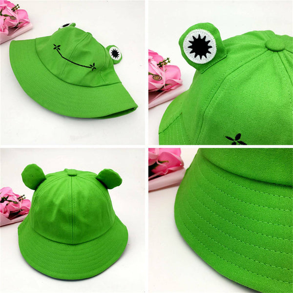 1/2x Adult Kid Frog Bucket Hat Outdoor Hiking Beach Fishing Cap Sunscreen Sunhat