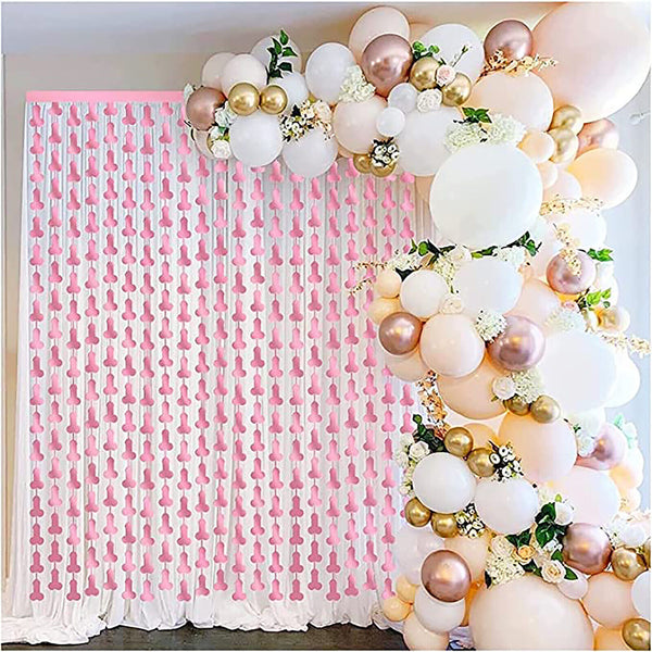 Willy Tinsel Curtain Rose Gold Metalic BackDrop 1m x 2m Hens Party Penis Decor