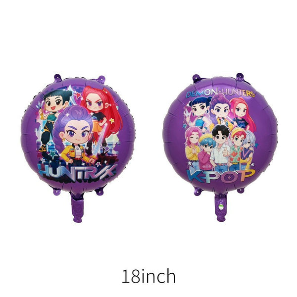 10PC Kpop Demon Hunters Rumi Foil Balloons Kids Birthday Party Decorations