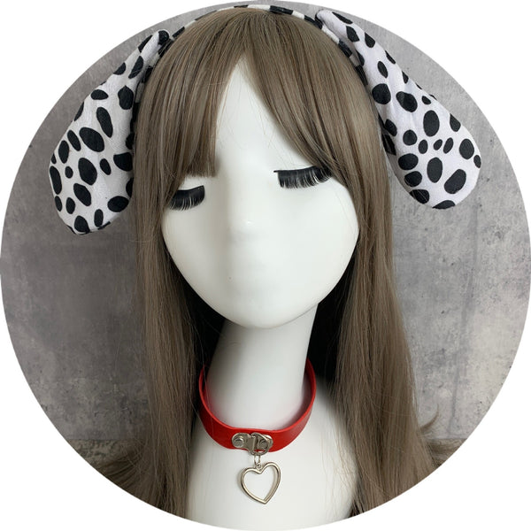 Dalmatian ears headband and red heart choker worn on mannequin - Lets Party