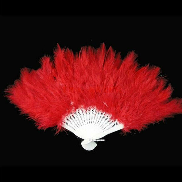 2PCS Feather Fan Folding Costume Wedding Showgirl Dance Fancy Party Decor Craft