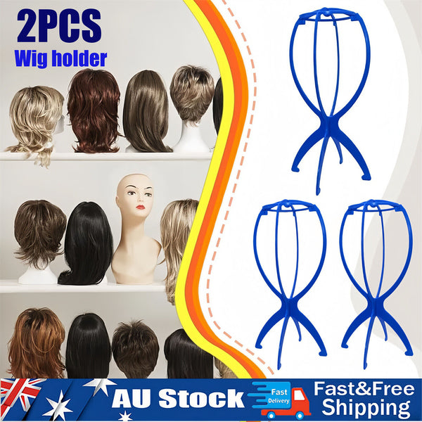 2× Blue Stand Stable Wig Holder Durable Folding Hat Cap Display Tool Wig Hair AU