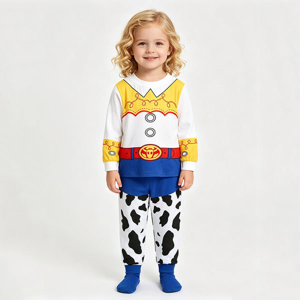 Girl wearing Jessie cowgirl Toy Story pyjamas