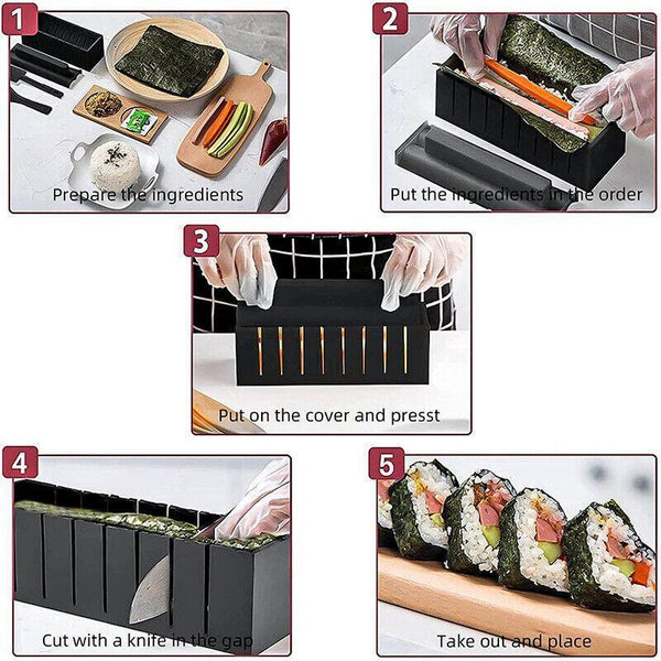 13PCS DIY Sushi Maker Making Kit Rice Roller Mold Set for Beginners Kitchen Tool