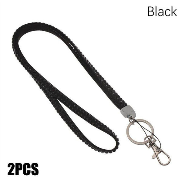 2X Rhinestone Lanyard Neck ID Card Holder Key Case Name Badge Wallet ID card New