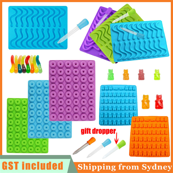 Cavity Silicone Gummy Snake Worms Bear Mold Candy Jelly Mould With Dropper