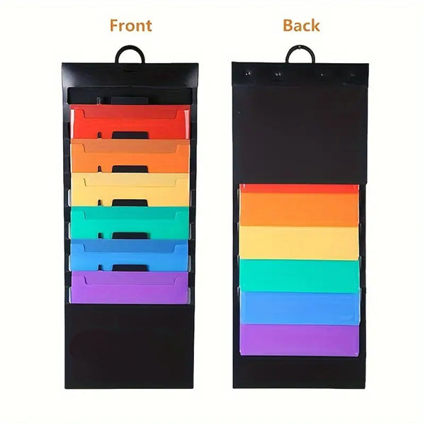 2PCS Wall Mount Hanging File Organizer 6 Pocket Document Folder Storage Holder