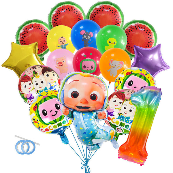 Cocomelon Tableware Party Supplies Kids Birthday Banner Topper Balloon Plate