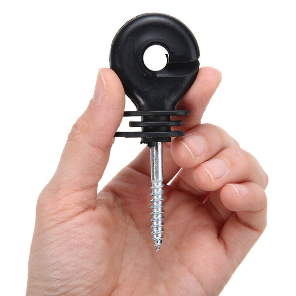 200PCS Electric Fence Insulator Screw-in Ring Fence Post Poly Wire Tape Rope Set