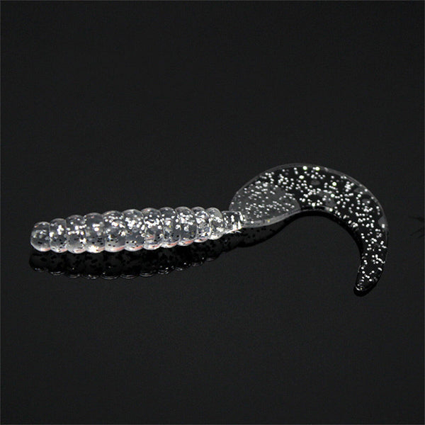 100X lure Plastic 35mm Paddle Tail Worm Bass Soft Grub Tackle Fishing Lure Bream