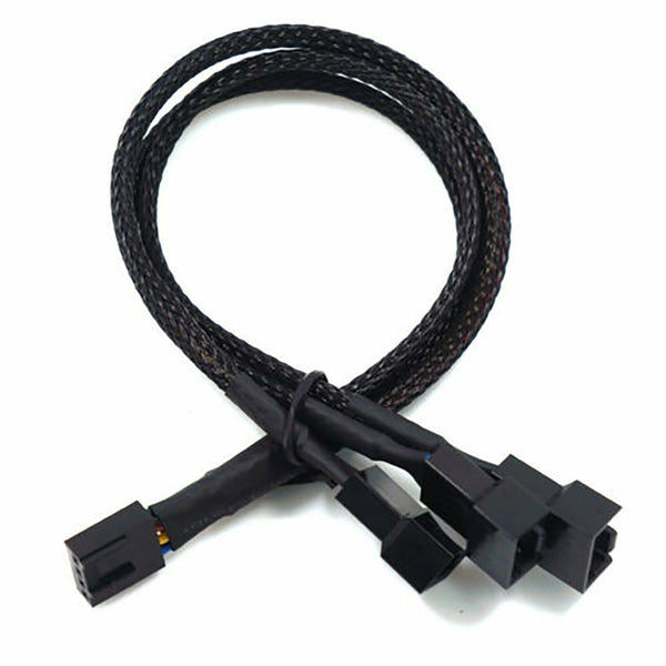 2-10X 1 to 3 Ways 4 pin PWM Fan Cable Splitter Sleeved Extension Extender Cable