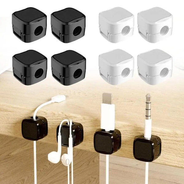 6Pcs Magnetic Cable Wire Clips Tidy Cord Lead Organiser USB Charger Cable Holder