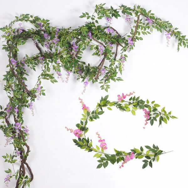 1.8M Artificial Silk Wisteria Leaf Hanging Flower Floral Garland Vine Wedding AU