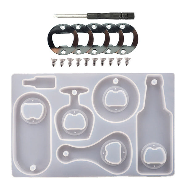 Silicone Beer Bottle Opener Mould DIY Set Epoxy Resin Casting Craft Making Mold