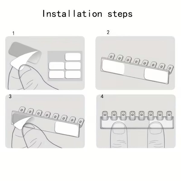 6pcs Wall Mounted Necklace Holder | Transparent Jewelry Organizer with 8 Hooks