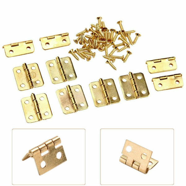 50/100pcs Small Mini Decorative Jewelry Cigar Box Hinges Brushed Brass+Nails AU
