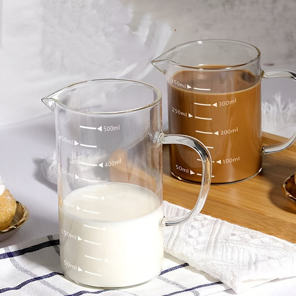 4 Piece Glass Measuring Cup Set – 500ml and 90ml Measuring Beakers with Handle and V Spout