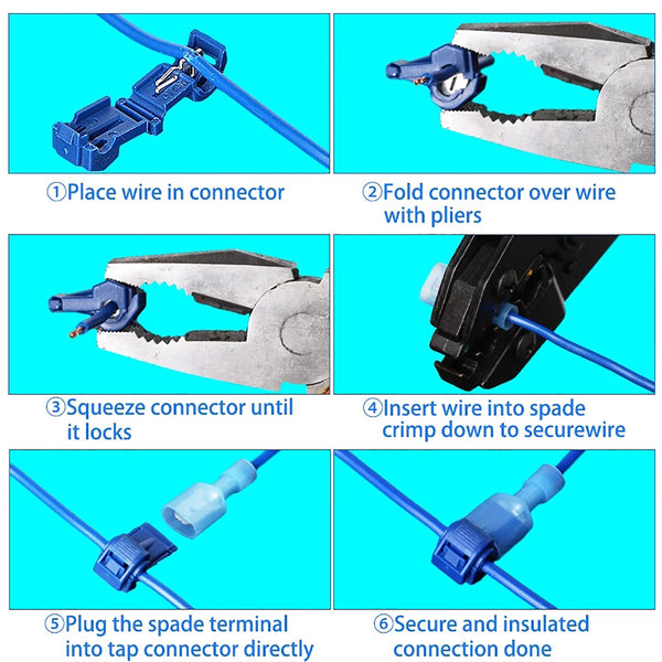 60pcs T-Tap Electrical Wire Crimp Terminals Quick Splice Cable Connectors Kit AU