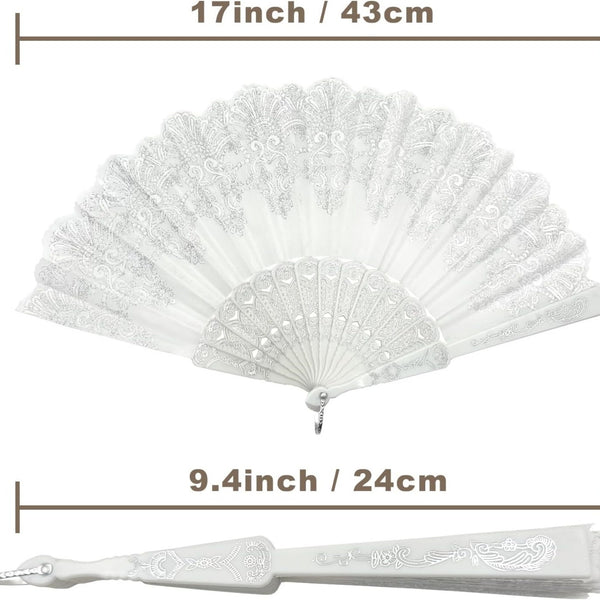 10PCS White Folding Hand Fans Wedding Party Dance Costume Decoration Accessories