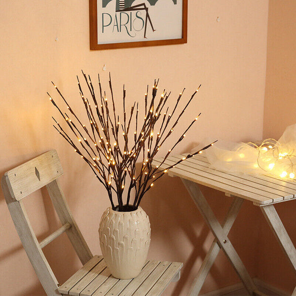 20 LED Twig Branch Fairy Light Flowers Tree Willow Night Lamp Home Xmas Decor AU