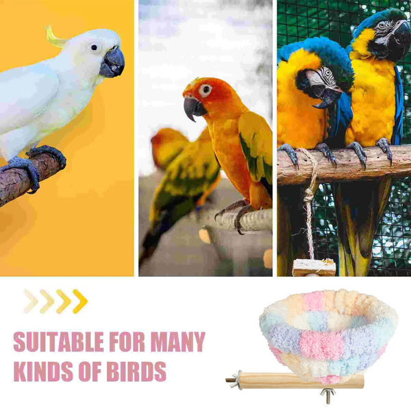 Warm Plush Bird Nest Hanging Cage Bed Parrot Bird House with Perch