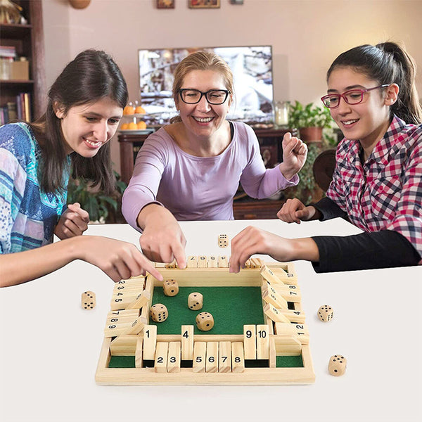 2PCS Shut The Box Wooden Board Game Dice Family Tabletop Number Game Set