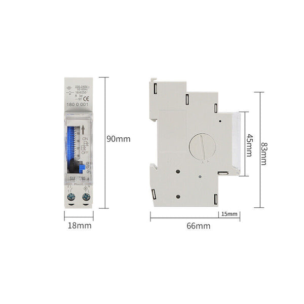 New 24 Hours Mechanical Programmable Din Rail Timer Switch Relay 220V AC 16A