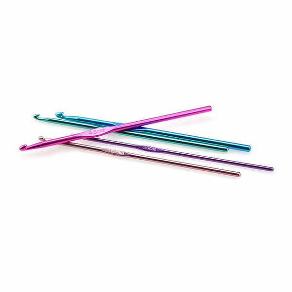 12/22 Size Multi Coloured Aluminium Crochet Hook Yarn Knitting Needles 2-8mm Set