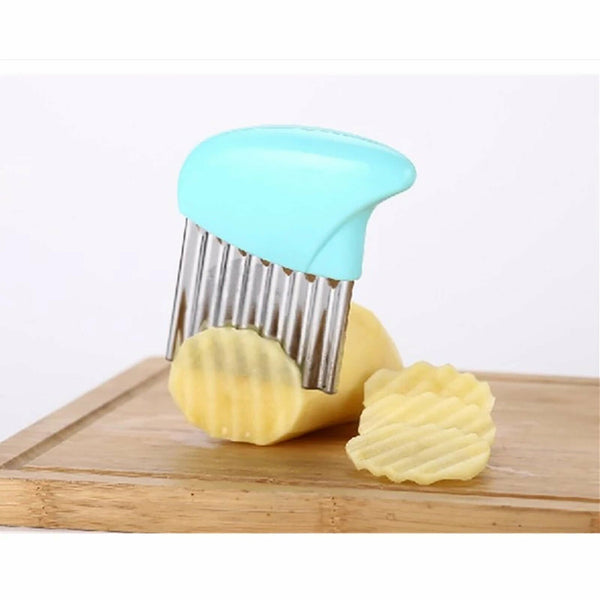 2x Stainless Steel Crinkle Cutter Wavy Vegetable Potato Chip Slicer Knife Blade