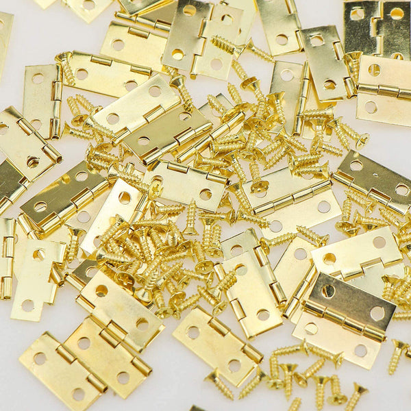 50/100pcs Small Mini Decorative Jewelry Cigar Box Hinges Brushed Brass+Nails AU
