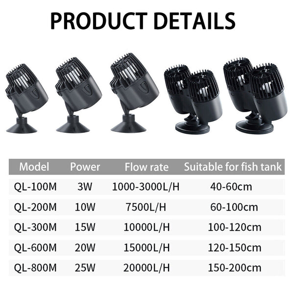 Aquarium Wave Maker Fish Tank Water Circulation Pump Powerhead with Suction Cup