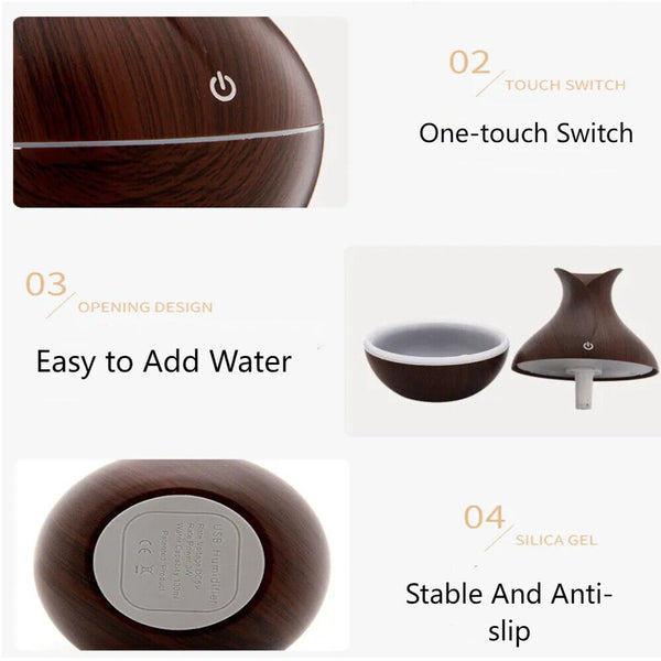 LED Air Diffusers Aroma Oil Humidifier Electric Light Up Bedroom Relax Defuser