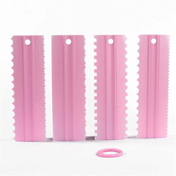 4Pcs Cake Decorating Icing Smoother Edge Frosting Scraper Comb Pastry Spatulas