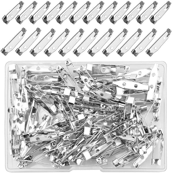 100X 20/32mm Brooch Backs Safety Bar Pins Craft Catch Badge Fasteners Jewellery