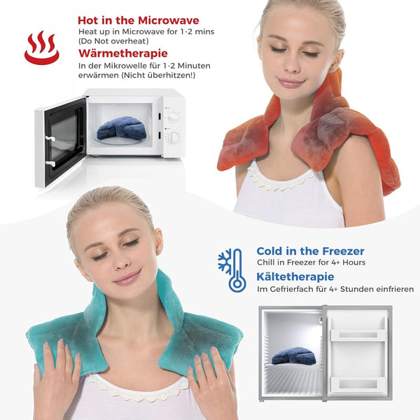 Microwavable Neck Shoulder Heating Pad Reusable Hot Cold Therapy Wrap
