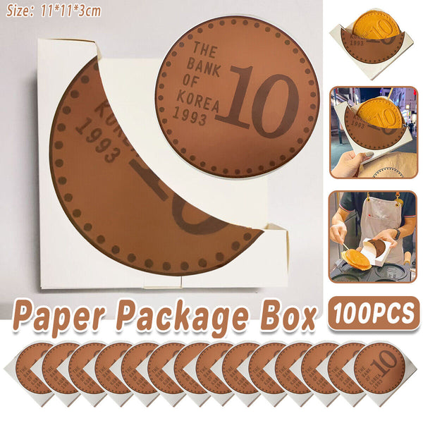 100PCS Food Packaging Gold Coin Box French Fries Bread Takeaway Packaging Boxes