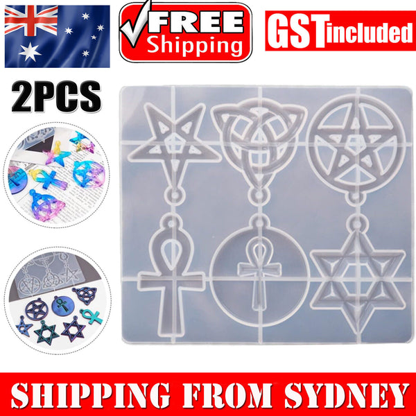 2X Silicone Pentagram Resin Casting Mould Jewelry Pendant Necklace Epoxy Mold AU