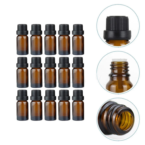30PCS 10ML Amber Glass Essential Oil Bottles with Euro Dropper