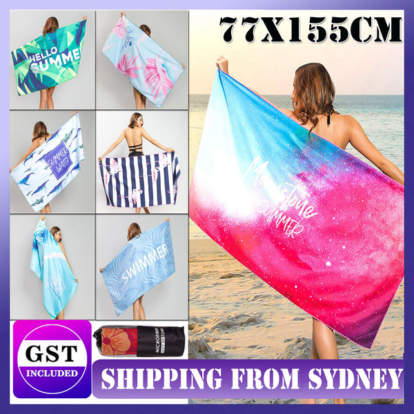 77x155CM Microfibre Travel Beach Towel Sand Free Quick Dry Swimming Bath Towel