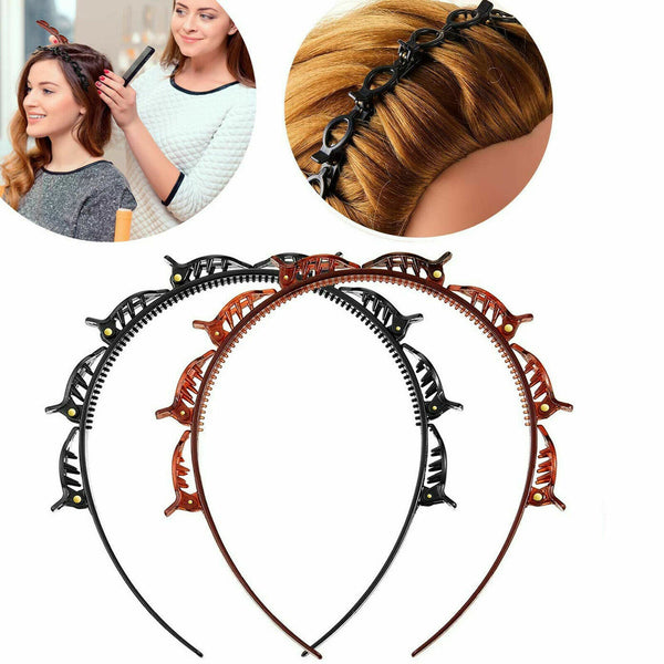 2 Pcs Double Bangs Hairstyle Hairpin Headband Braided Women Headband Hair Tool