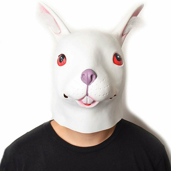 Rabbit Full Latex Head Mask Creepy Animal Halloween Costume Theater Party Toys A