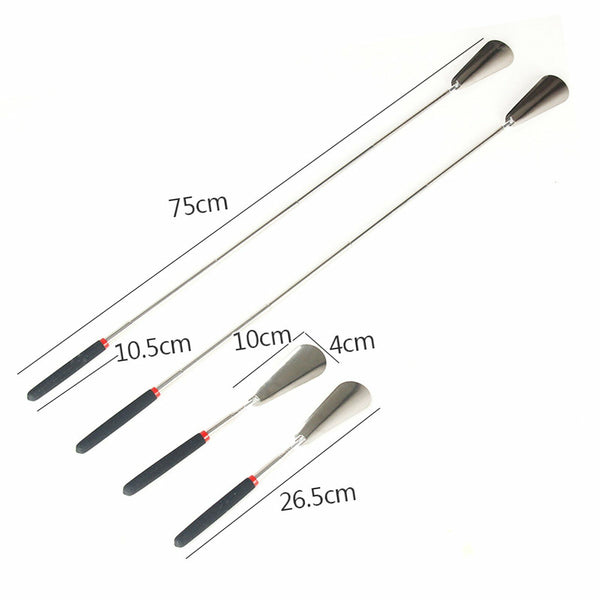 3PCS 75cm Telescopic Long Handle Shoehorn Stainless Steel Shoe Horn Lifter Tool